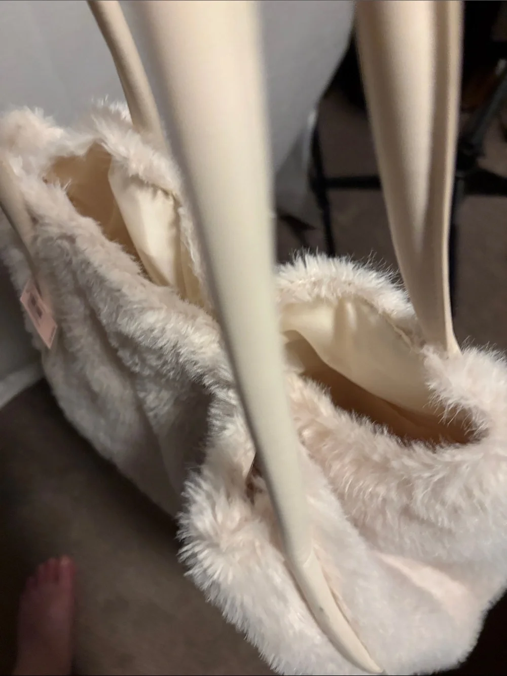 Victoria's Secret Cream Faux Fur Tote Bag